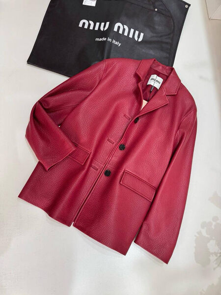 Куртка Bottega Veneta женский кожа бордовый 178487-2