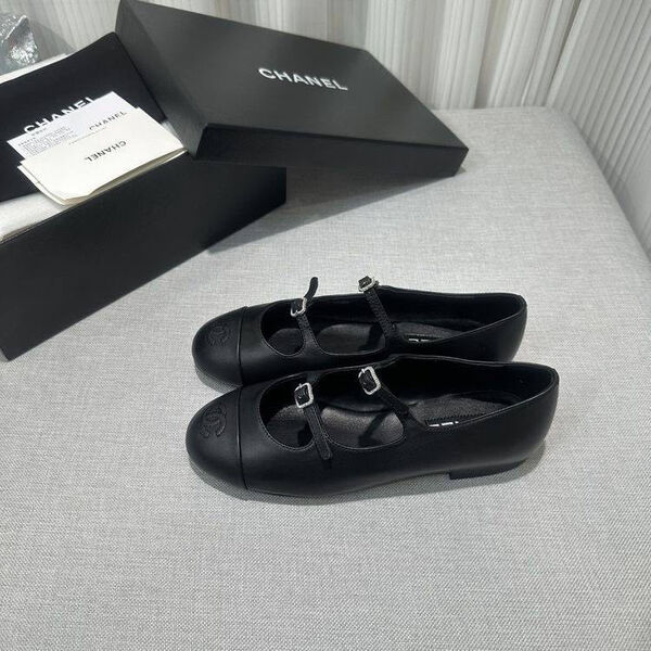 Туфли Chanel женский кожа черный 113868-3