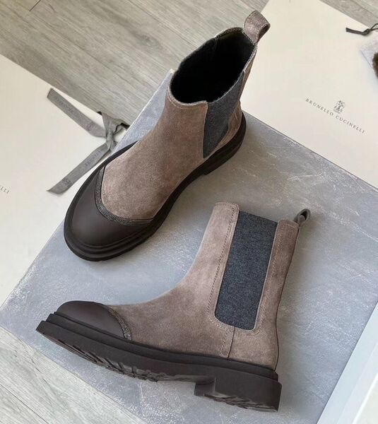 Ботинки Brunello Cucinelli женский замша бежевый 124084