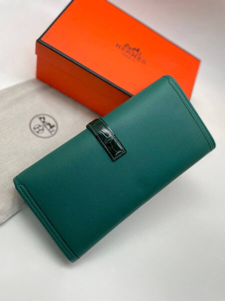 Клатч Hermès женский кожа болотный 98294-2