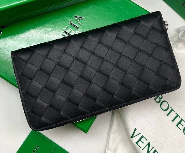 Мужской кошелек Bottega Veneta мужской кожа черный 152782