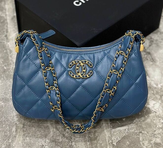 Сумка Chanel женский кожа синий 129078