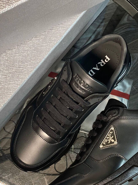 Мужские кроссовки Prada мужской кожа черный 132953-7