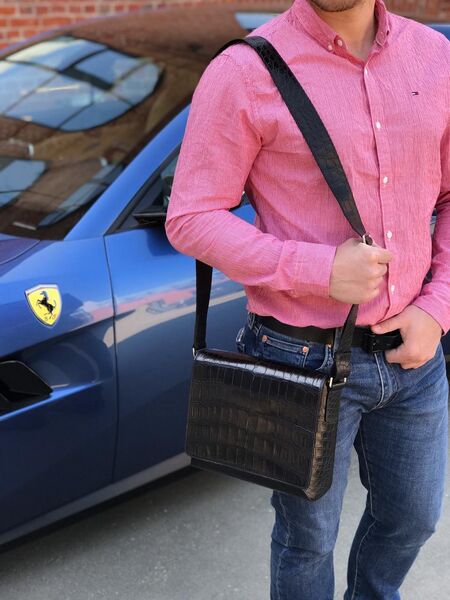 Мужская сумка мессенджер Louis Vuitton мужской кожа черный 41190-2