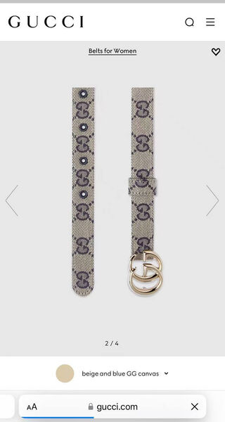 Женский ремень Gucci женский канва графитовый 198111-2