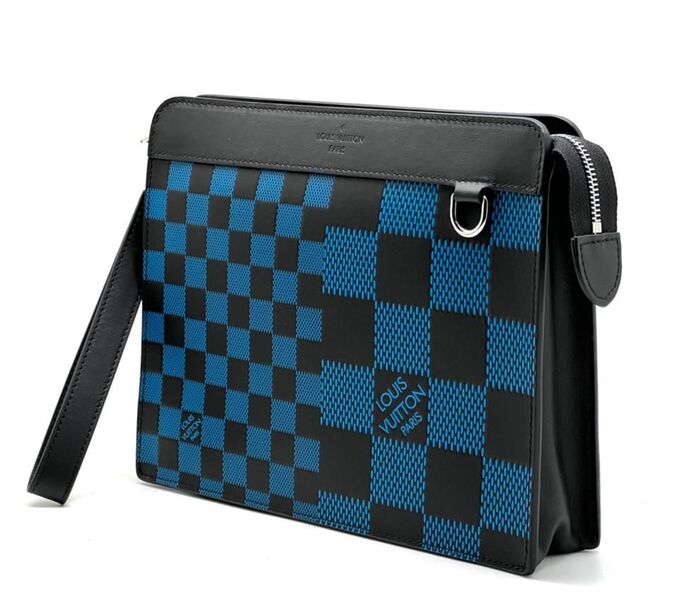 Клатч Louis Vuitton женский кожа синий 26139