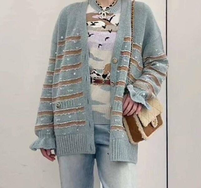 Кардиган Chanel женский вязаная ткань графитовый 168407