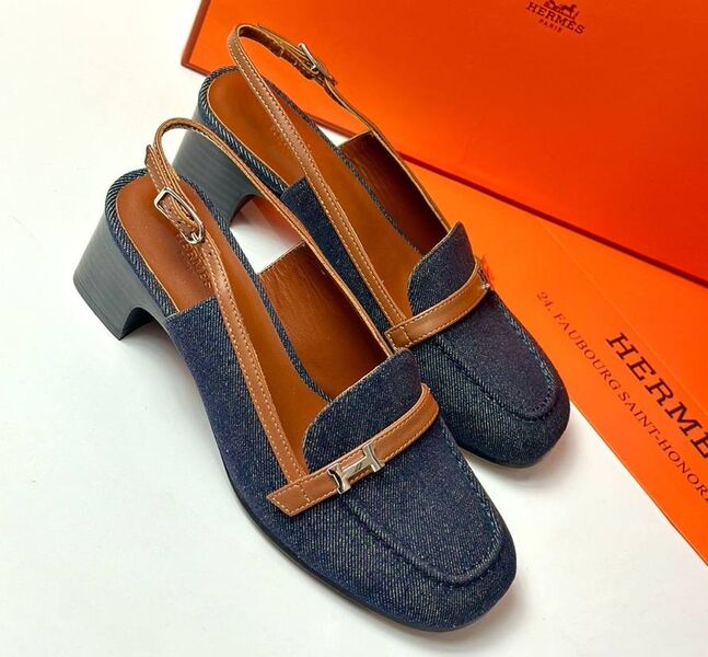 Туфли Hermès женский джинса синий 149045