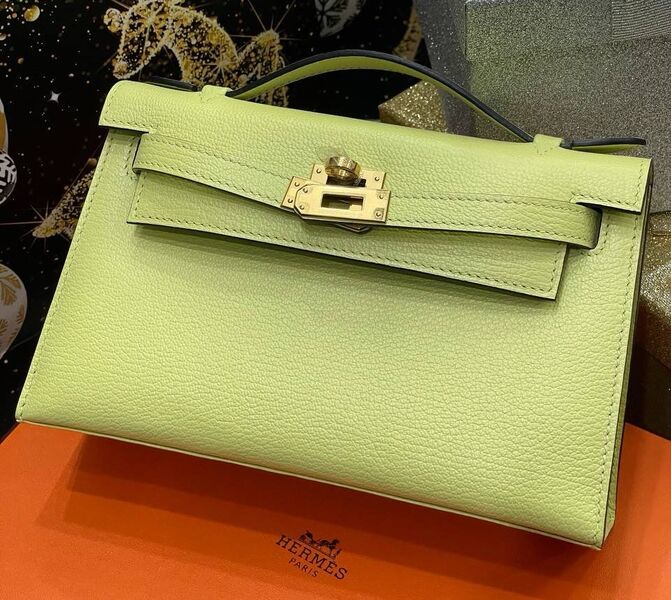 Сумка Hermèskelly 20 Pochette женский кожа болотный 138901