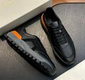 Мужские кроссовки Santoni мужской кожа черный 201071-1
