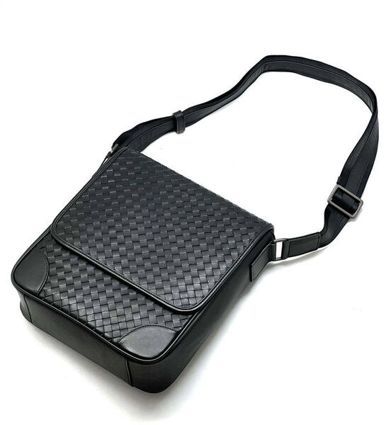 Мужская сумка мессенджер Bottega Veneta мужской кожа черный 200795-5