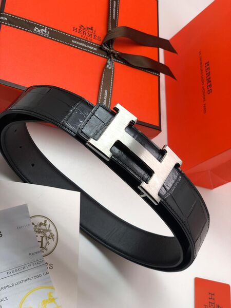 Мужской ремень Hermès мужской кожа черный 52528-3