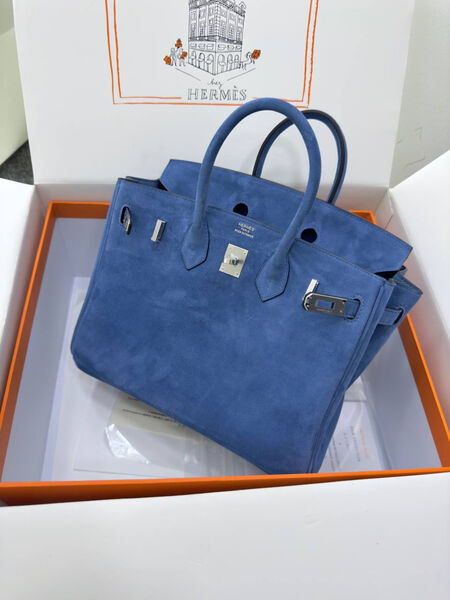 Сумка Hermès Birkin 25 женский замша синий 155725-2