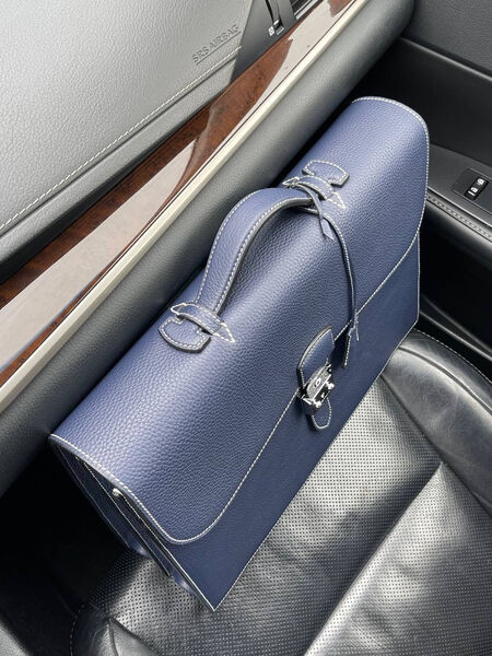 Мужской портфель Hermès мужской кожа синий 108400-3