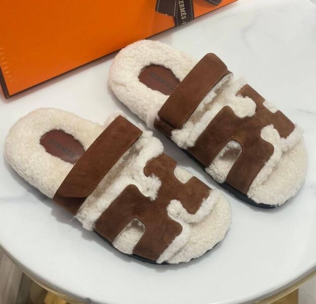 Тапочки Hermès женский замша 137442