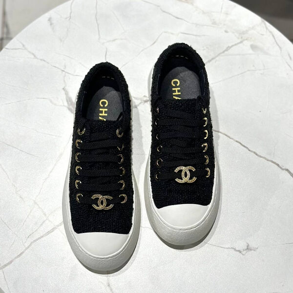 Кеды Chanel женский текстиль черный 142621-3