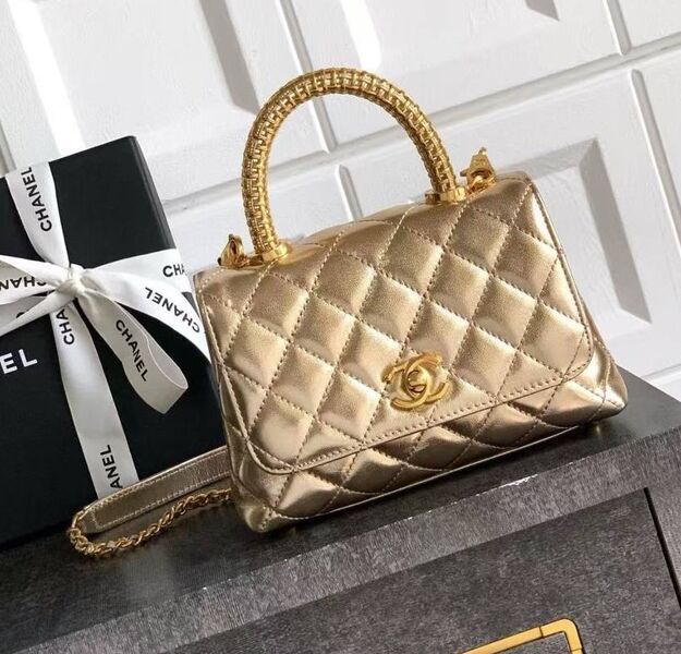 Сумка Chanel женский кожа бронзовый 198057
