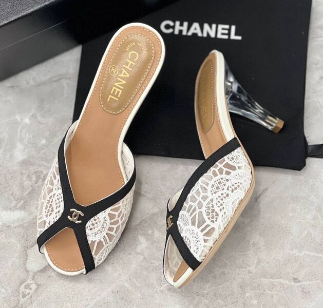 Шлепки Chanel женский сетка белый 194797
