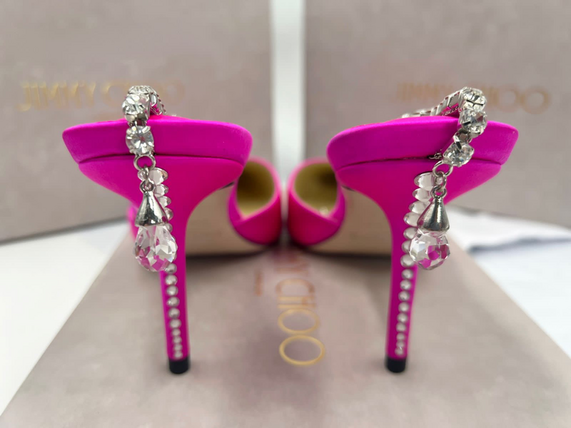 Босоножки Jimmy Choo женский сатин бордовый 12392-5