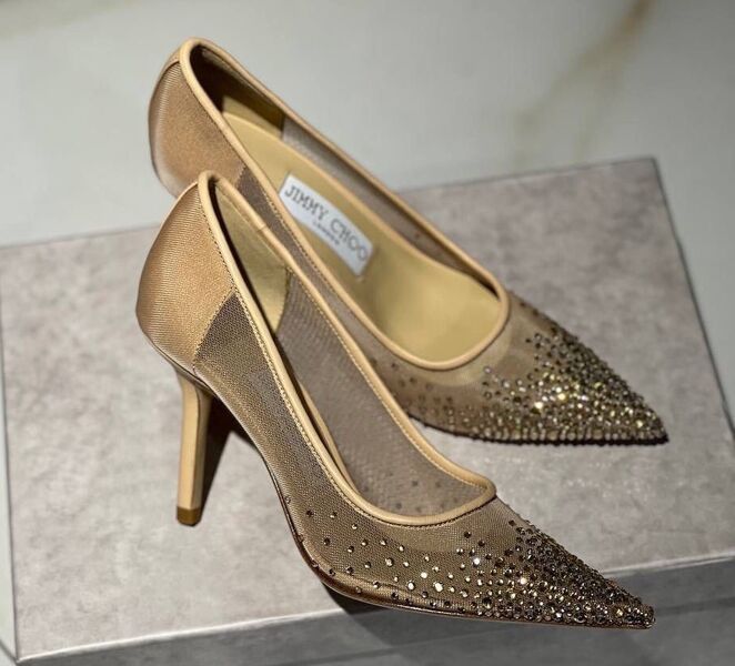 Туфли Jimmy Choo женский текстиль бежевый 98969