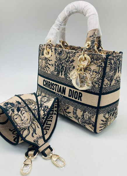 Сумка Christian Dior Lady женский текстиль бежевый 148880
