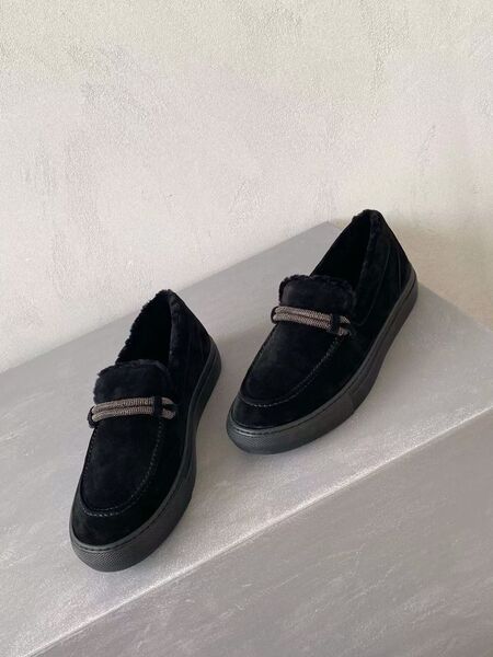 Лоферы Brunello Cucinelli женский овчина черный 39754-4