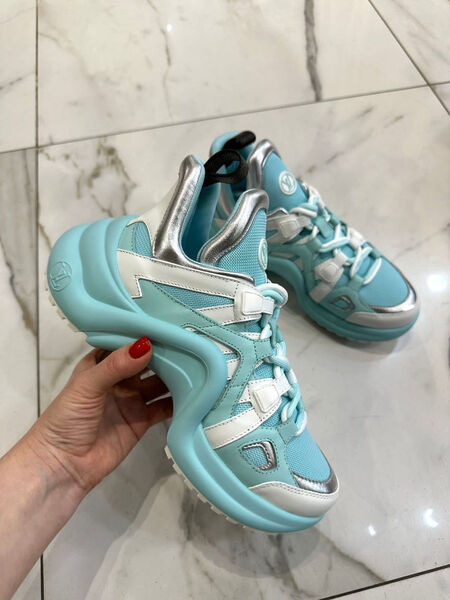 Кроссовки высокие Louis Vuitton женский кожа бирюзовый 104591-2
