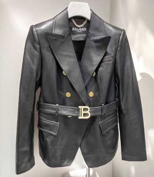 Куртка Balmain женский кожа черный 156725