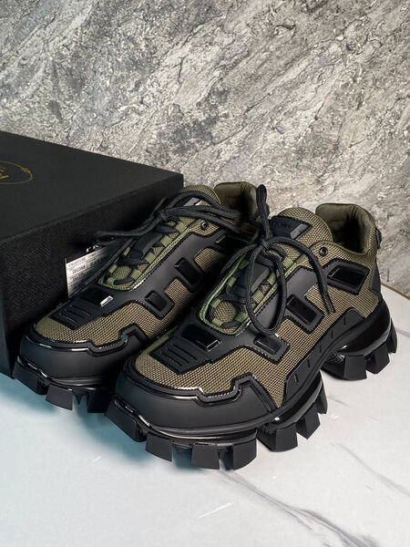 Мужские кроссовки Prada мужской нубук болотный 168831-2