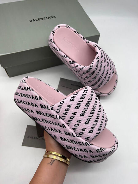Шлепка Balenciaga женский ткань розовый 109323-2