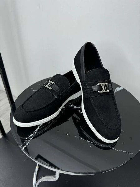 Мужские лоферы Louis Vuitton мужской замша черный 192899-3