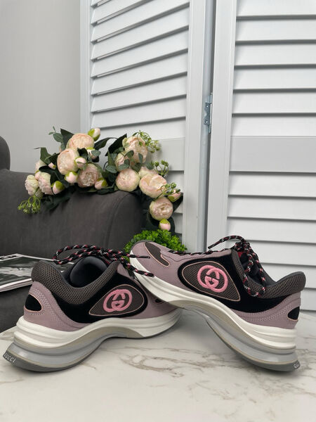 Кроссовки Gucci женский замша черный 138962-4