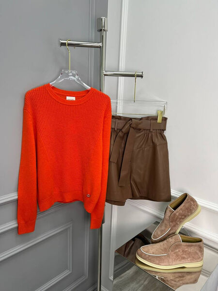 Свитер Hermès женский вязаная ткань оранжевый 162852-3