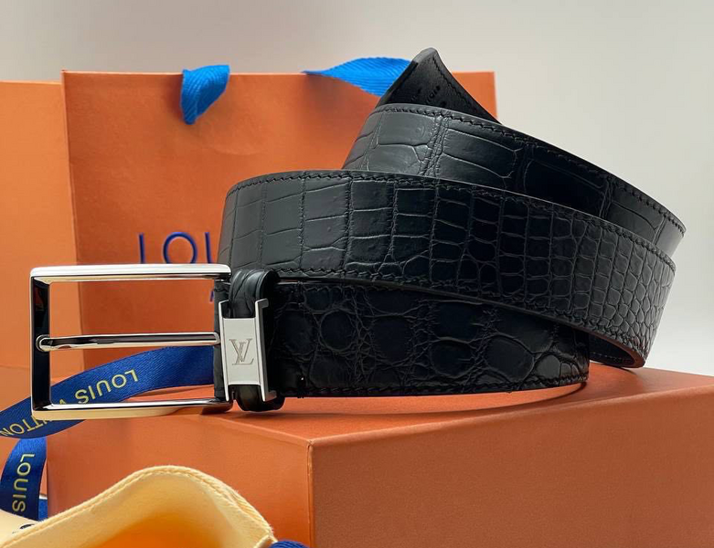 Мужской ремень Louis Vuitton мужской кожа черный 52988