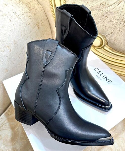 Ботильоны Celine женский кожа черный 127787