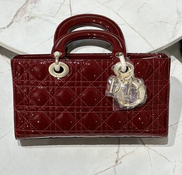 Сумка Christian Dior Lady женский кожа бордовый 142729
