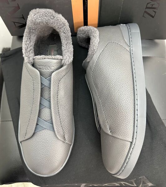 Мужские кеды Zegna мужской кожа графитовый 172191