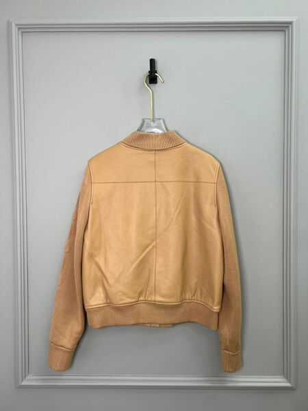 Бомбер Hermès женский кожа бежевый 128084-2