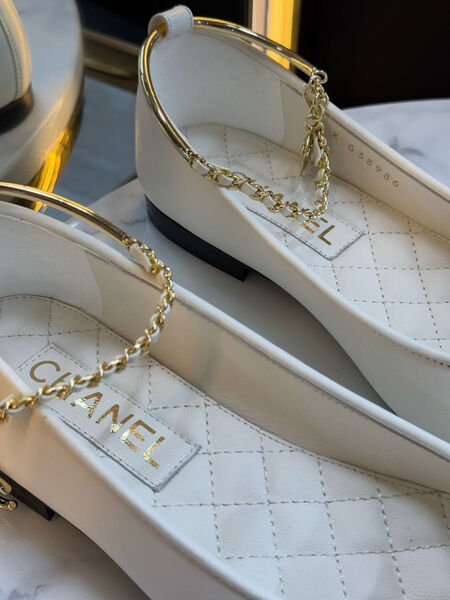 Балетки Chanel женский кожа белый 184545-4