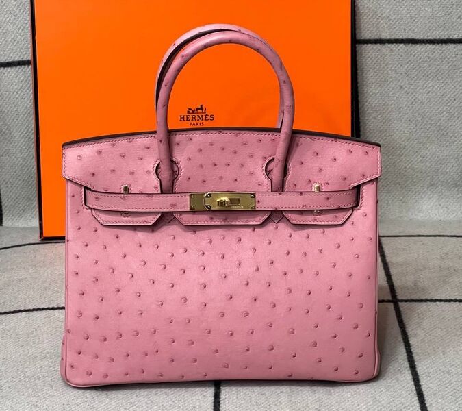 Сумка Hermès Birkin 30 Ostrich Terre Cuite Hardware женский кожа розовый 122723