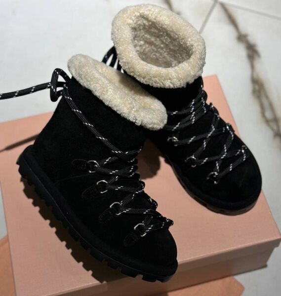 Ботинки Miu Miu женский замша черный 166962