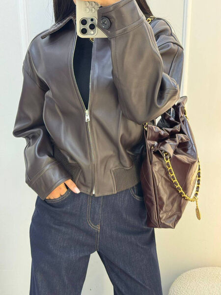Куртка Bottega Veneta женский кожа черный 197396-3