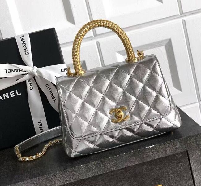 Сумка Chanel женский кожа графитовый 198055