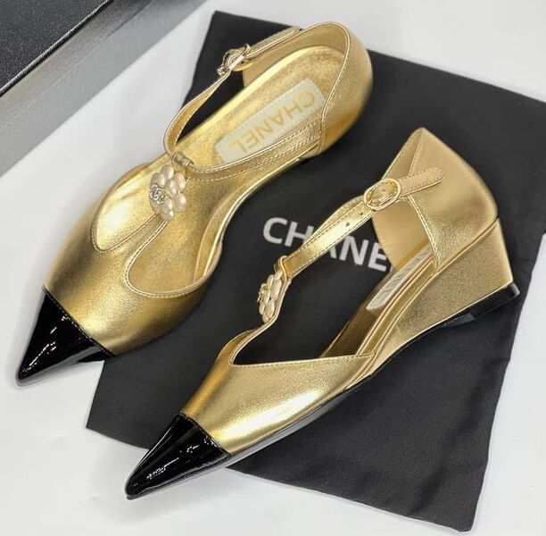 Туфли Chanel женский кожа бронзовый 136662
