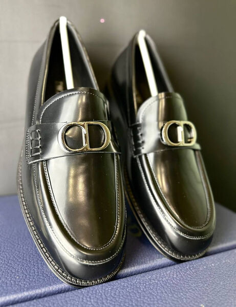 Мужские лоферы Christian Dior мужской кожа черный 145401-7