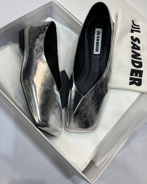 Балетки Jil Sander женский кожа swift темно-серый 119149