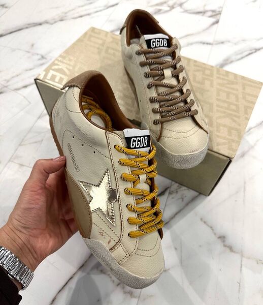 Кеды Golden Goose женский кожа бежевый 188941