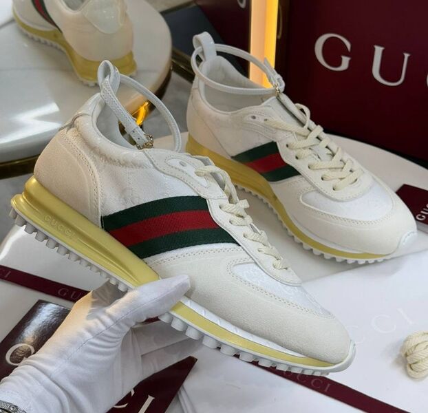 Кроссовки Gucci женский текстиль молочный 188480