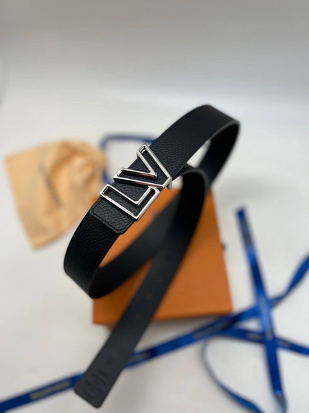 Мужской ремень Louis Vuitton мужской кожа черный 96806-2