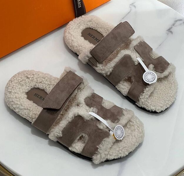 Тапочки Hermès женский замша 137448